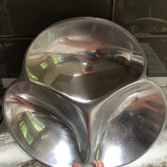 NAMBE 3 SECTION METAL BOWL DISH 589A 11X11 - Picture 1 of 12